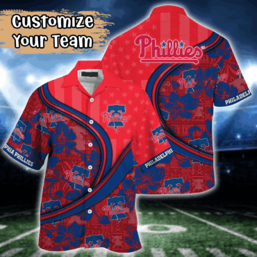 Philadelphia Phillies MLB US Flag Hawaiian Shirt Custom Summer Aloha Shirt