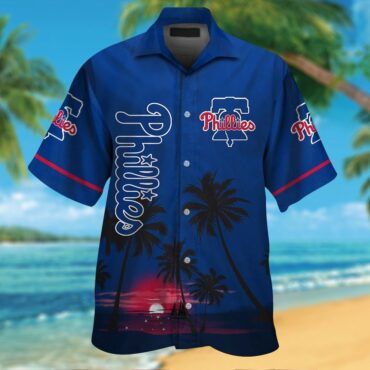 Philadelphia Phillies Short Sleeve Button Up Tropical Hawaiian Shirt Ver03
