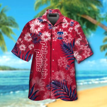 Philadelphia Phillies Short Sleeve Button Up Tropical Hawaiian Shirt Ver04