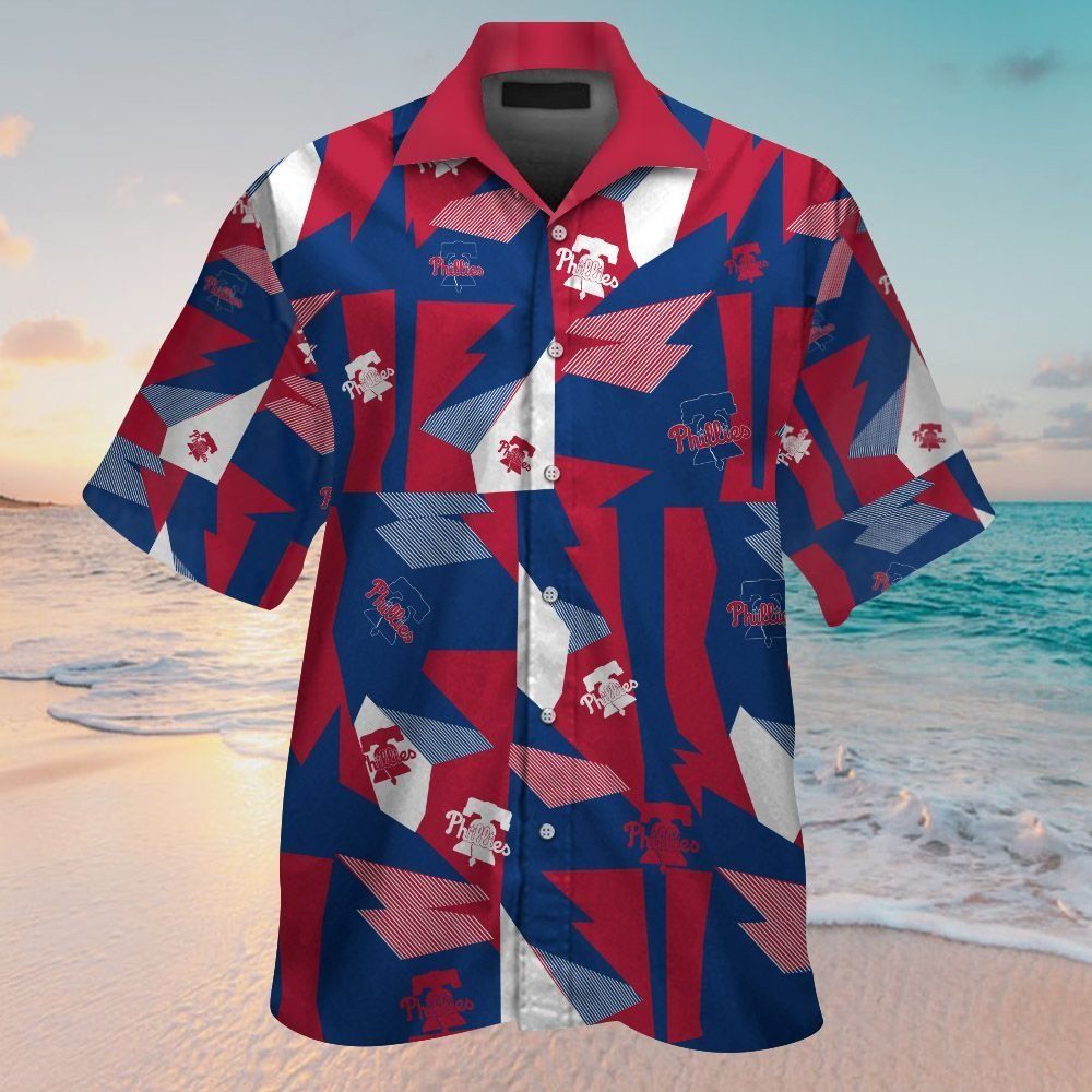 Philadelphia Phillies Short Sleeve Button Up Tropical Hawaiian Shirt Ver05