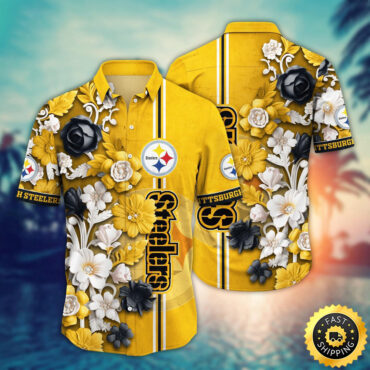 Pittsburgh Steelers Hawaii Shirt  Flower Aloha Shirt For Football
