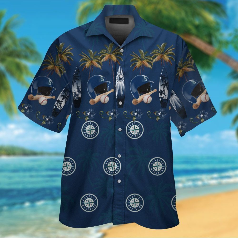Seattle Mariners Short Sleeve Button Up Tropical Hawaiian Shirt Ver05