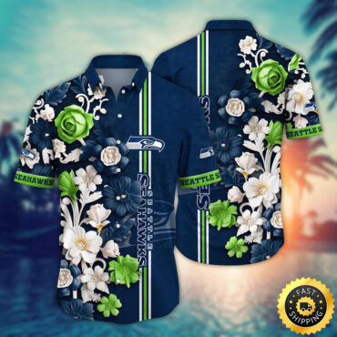 Seattle Seahawks Hawaii Shirt  Flower Aloha Shirt For Football Fans