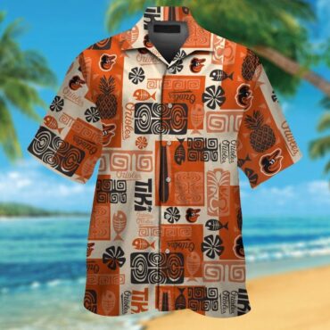 Baltimore Orioles Short Sleeve Hawaiian Shirt Button Up Tropical