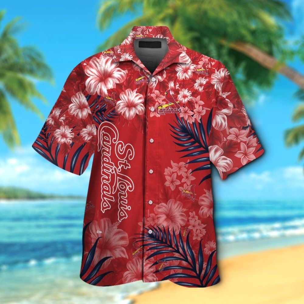 St. Louis Cardinals Short Sleeve Button Up Tropical Hawaiian Shirt Ver05