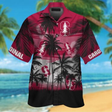 Stanford Cardinal Short Sleeve Button Up Tropical Shirt Hawaiian Shirt