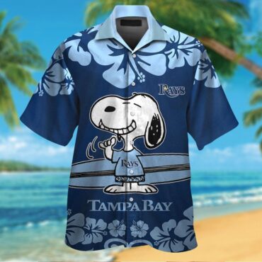 Tampa Bay Rays Snoopy Short Sleeve Button Up Tropical Hawaiian Shirt