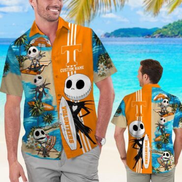 Tennessee Volunteers Jack Skellington Name Personalized Tropical Hawaiian Shirt