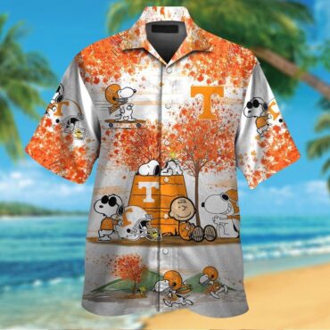 Tennessee Volunteers Snoopy Autumn Short Sleeve Button Up Tropical Hawaiian Shirt
