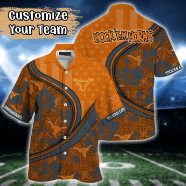 Texas Longhorns Ncaa Us Flag Hawaiian Shirt Custom Summer Aloha Shirt