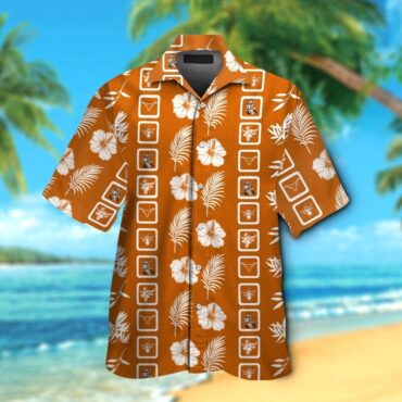Texas Longhorns Short Sleeve Button Up Tropical Hawaiian Shirt Ver01