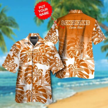 Texas Longhorns Short Sleeve Button Up Tropical Hawaiian Shirt Ver09