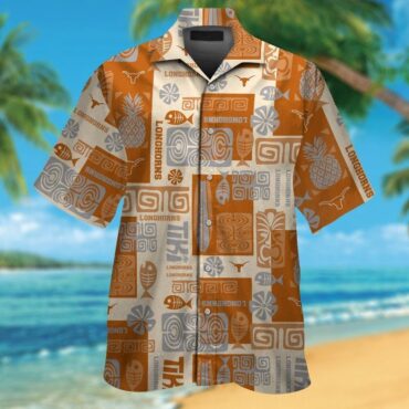Texas Longhorns Short Sleeve Button Up Tropical Hawaiian Shirt Ver010