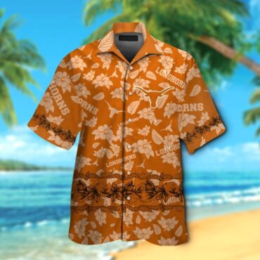 Texas Longhorns Short Sleeve Button Up Tropical Hawaiian Shirt Ver011