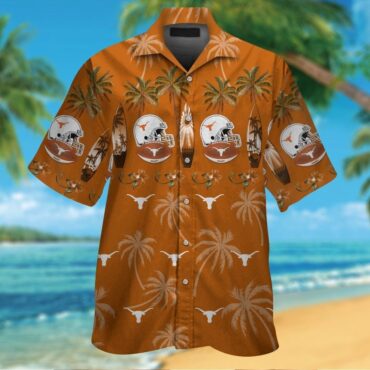 Texas Longhorns Short Sleeve Button Up Tropical Hawaiian Shirt Ver012