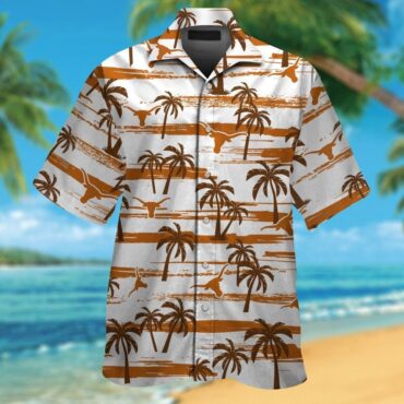 Texas Longhorns Short Sleeve Button Up Tropical Hawaiian Shirt Ver015