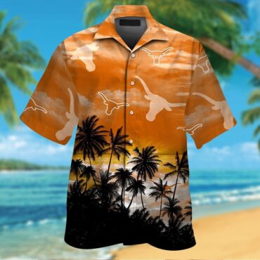 Texas Longhorns Short Sleeve Button Up Tropical Hawaiian Shirt Ver016