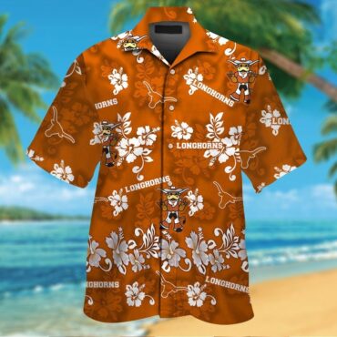Texas Longhorns Short Sleeve Button Up Tropical Hawaiian Shirt Ver017