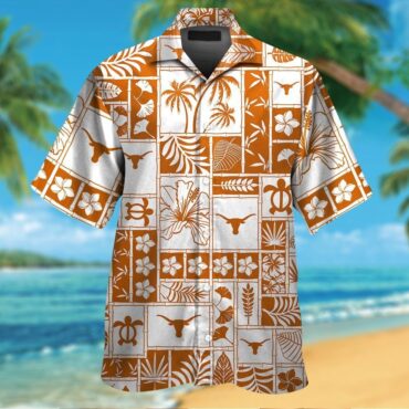 Texas Longhorns Short Sleeve Button Up Tropical Hawaiian Shirt Ver018