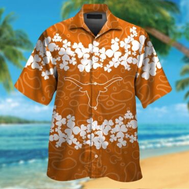 Texas Longhorns Short Sleeve Button Up Tropical Hawaiian Shirt Ver019