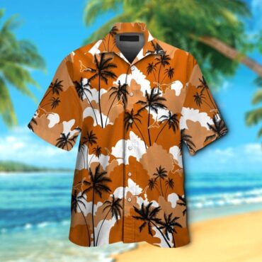 Texas Longhorns Short Sleeve Button Up Tropical Hawaiian Shirt Ver020
