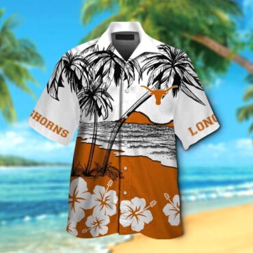 Texas Longhorns Short Sleeve Button Up Tropical Hawaiian Shirt Ver022