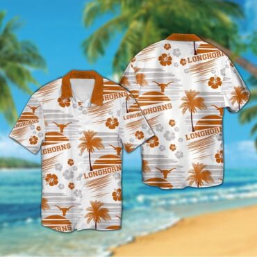 Texas Longhorns Short Sleeve Button Up Tropical Hawaiian Shirt Ver023