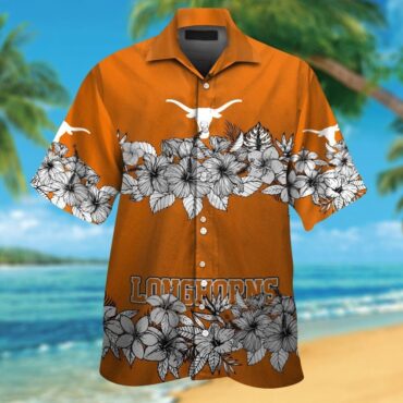 Texas Longhorns Short Sleeve Button Up Tropical Hawaiian Shirt Ver024