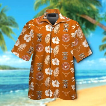 Texas Longhorns Short Sleeve Button Up Tropical Hawaiian Shirt Ver025