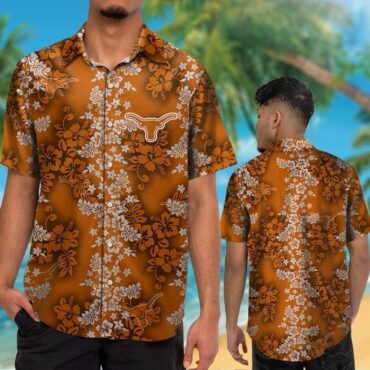 Texas Longhorns Short Sleeve Button Up Tropical Hawaiian Shirt Ver026