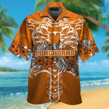 Texas Longhorns Short Sleeve Button Up Tropical Hawaiian Shirt Ver04