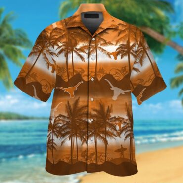 Texas Longhorns Short Sleeve Button Up Tropical Hawaiian Shirt Ver05