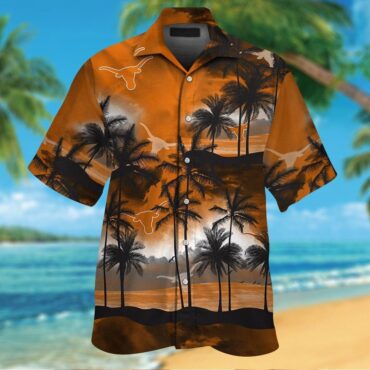 Texas Longhorns Short Sleeve Button Up Tropical Hawaiian Shirt Ver08