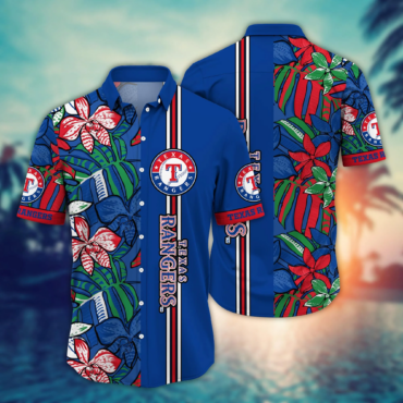 Texas Rangers Mlb Hawaiian Shirt Custom Blooming Flowers Aloha Shirt (Copy)