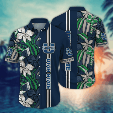 Utah State Aggies Ncaa Hawaiian Shirt Sea Breeze Aloha Shirt