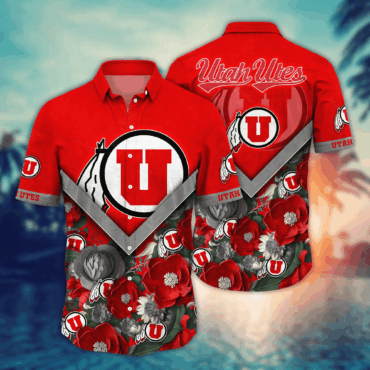 Utah Utes Ncaa Hawaiian Shirt Custom Sun Showers Aloha Shirt
