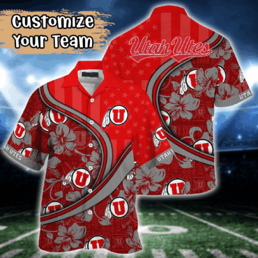 Utah Utes Ncaa Us Flag Hawaiian Shirt Custom Summer Aloha Shirt