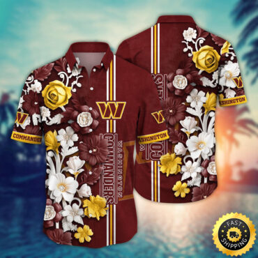 Washington Commanders Hawaii Shirt  Flower Aloha Shirt For Football Fans