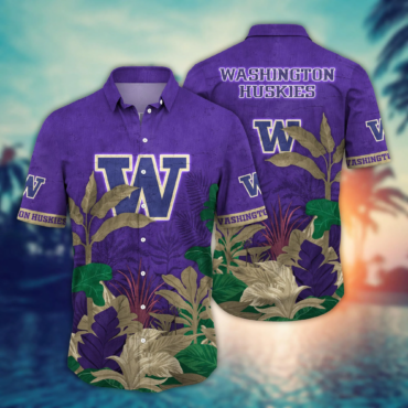 Washington Huskies Ncaa Hawaiian Shirt Sun Rays Aloha Shirt