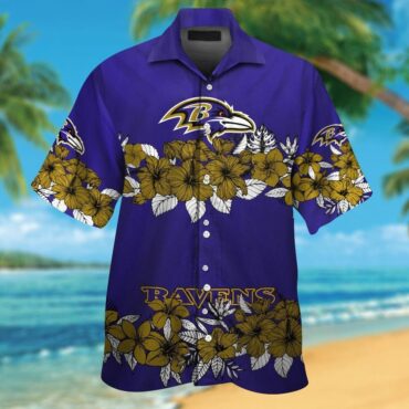 Baltimore Ravens Hawaiian Tropical Design Short Sleeve Button Up Shirt Ver01