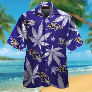 Baltimore Ravens Hawaiian Tropical Design Short Sleeve Button Up Shirt Ver11