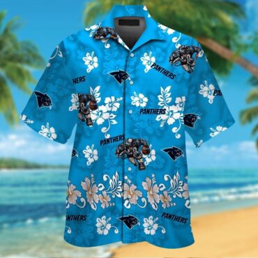 Carolina Panthers Short Sleeve Button Up Tropical Hawaiian Shirt Ver021