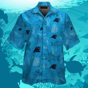 Carolina Panthers Short Sleeve Button Up Tropical Hawaiian Shirt Ver023