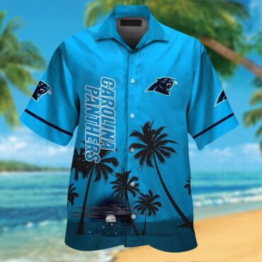 Carolina Panthers Short Sleeve Button Up Tropical Hawaiian Shirt Ver012