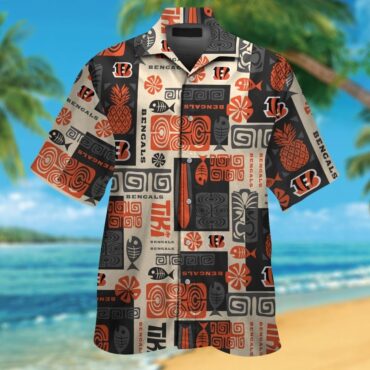 Cincinnati Bengals Short Sleeve Button Up Tropical Hawaiian Shirt Ver19