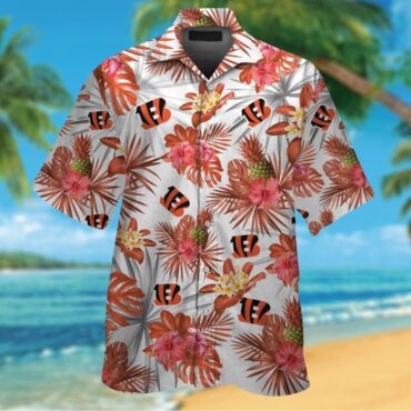 Cincinnati Bengals Short Sleeve Button Up Tropical Hawaiian Shirt Ver24