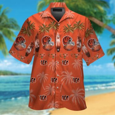 Cincinnati Bengals Short Sleeve Button Up Tropical Hawaiian Shirt Ver23