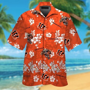 Cincinnati Bengals Short Sleeve Button Up Tropical Hawaiian Shirt Ver09