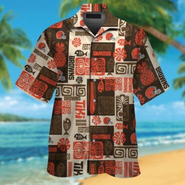 Cleveland Browns Short Sleeve Button Up Tropical Hawaiian Shirt Ver05