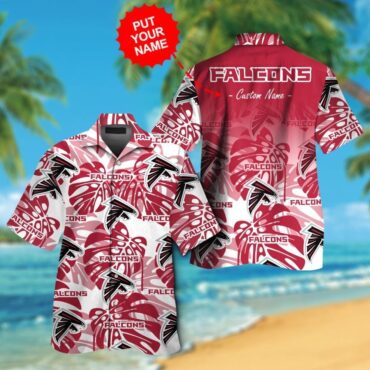 Atlanta Falcons Tropical Button Up Hawaiian Short Sleeve Shirt